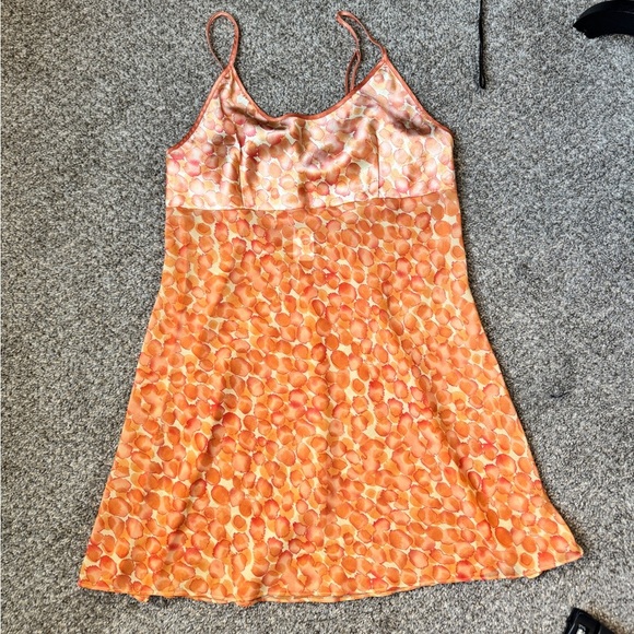 Inner Most Other - Vintage Y2K Elegant Orange Patterned Mini Slip Dress
